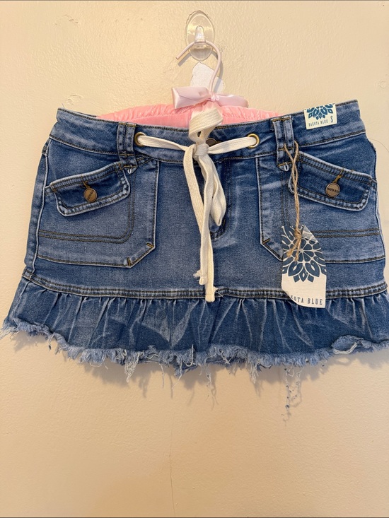 Dakota Blue Dresses & Skirts - Dakota Blue Distressed Denim Ruffle Mini Skirt - Blue